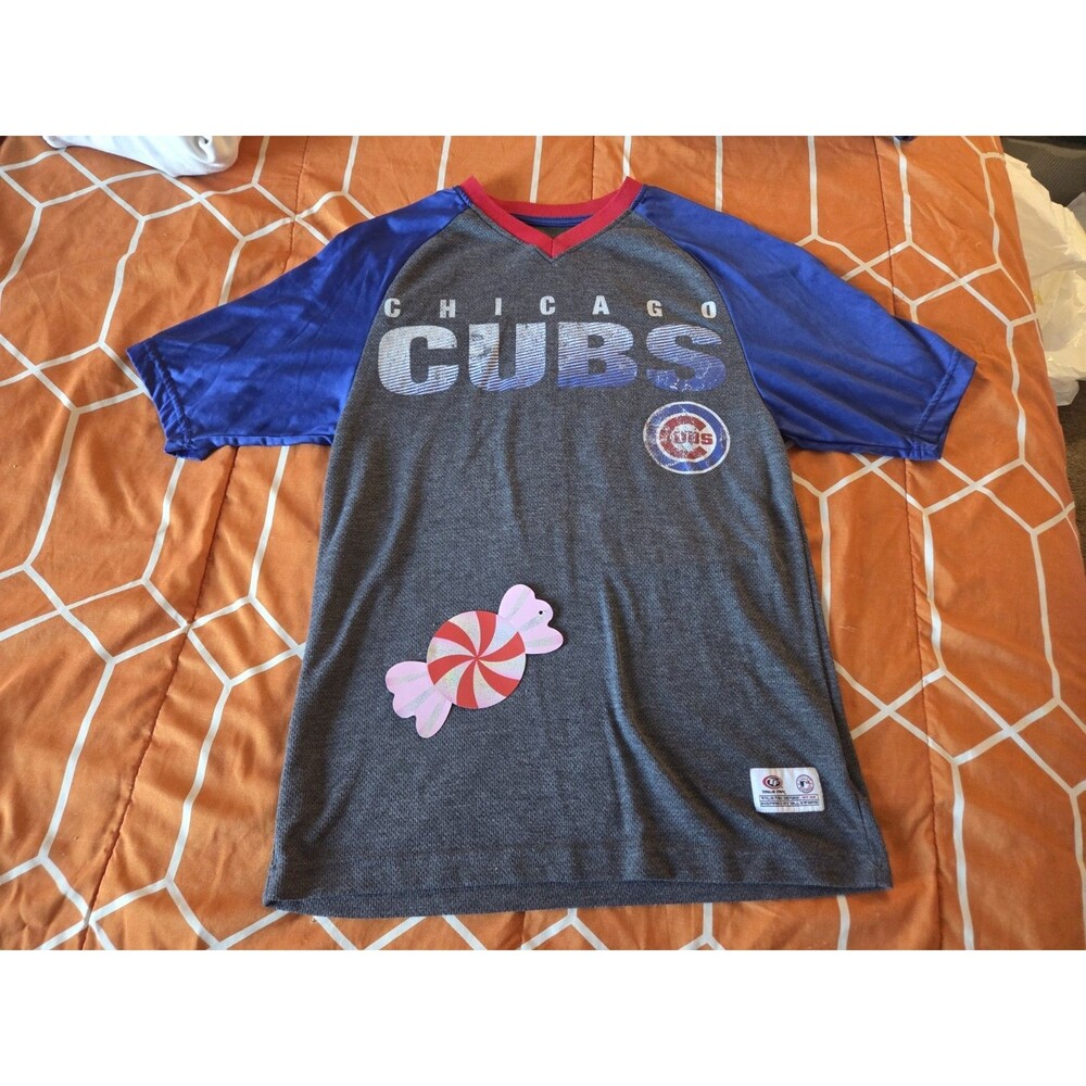 True Fan Chicago Cubs MLB Baseball Shirt Gray Blue Red S Official Licensed
